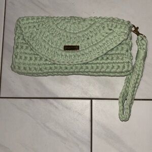 Elegant Minty Green Crochet Wristlet